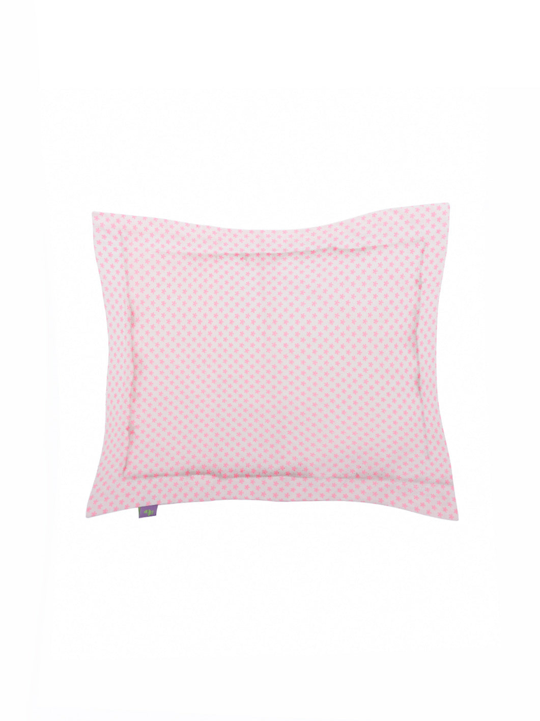 ‘White and Hot Pink Flowers’ Organic Baby Pillow Cover-1