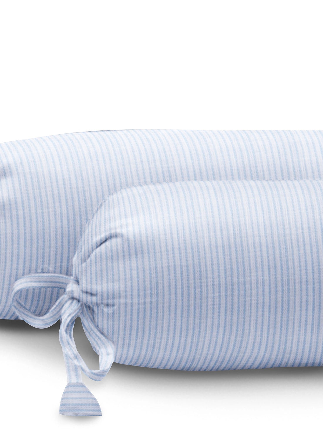 ‘Blue and White Stripes’ Organic Baby Bolster Cover