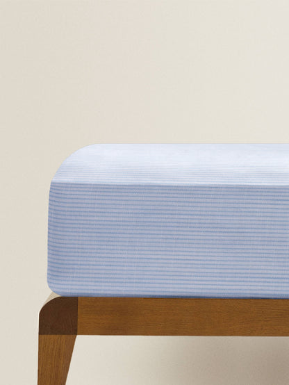 Blue and White Stripe' Organic Single Fitted Sheet