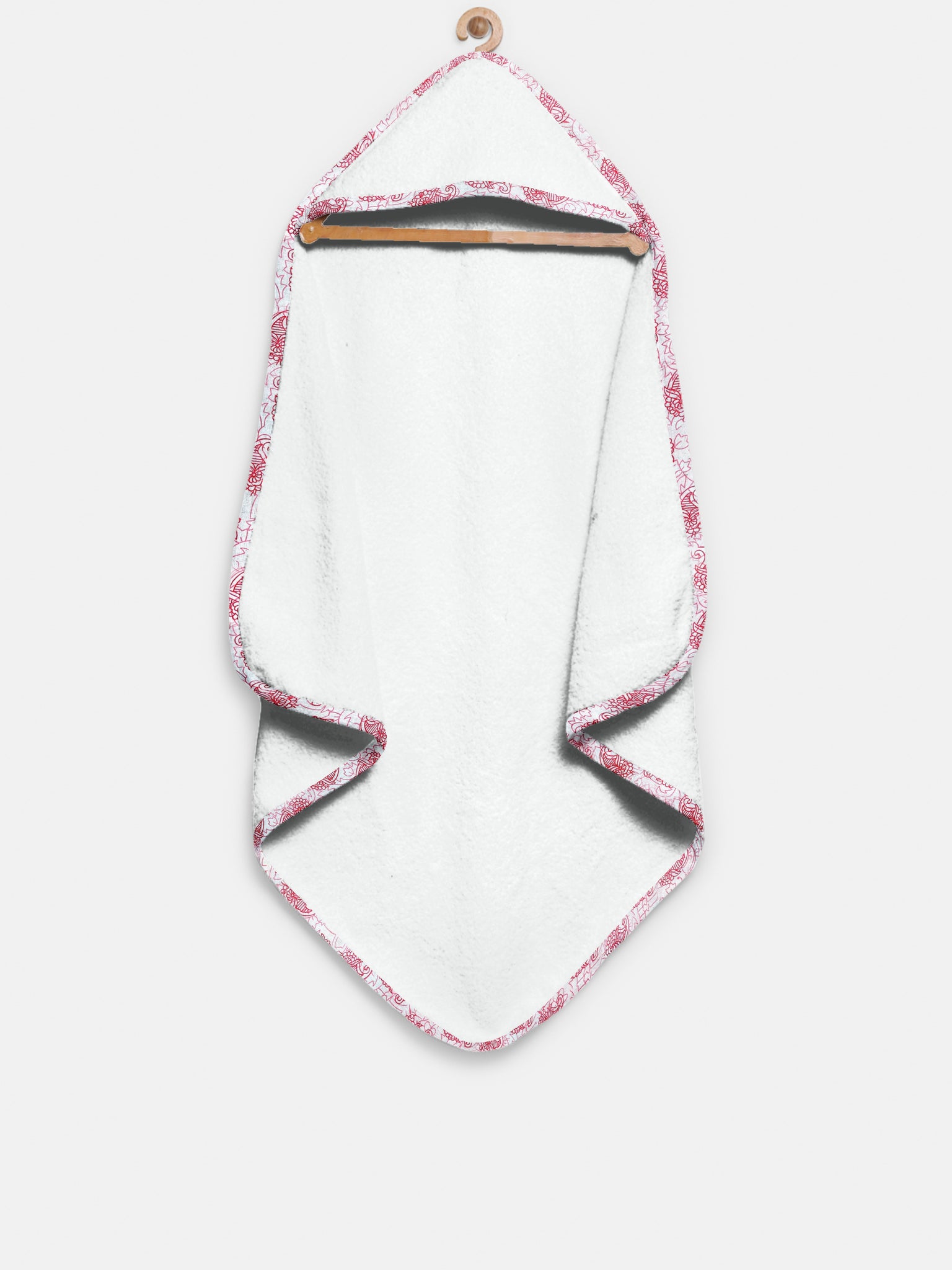 ‘Red Floral’ Organic Hooded Towel Set