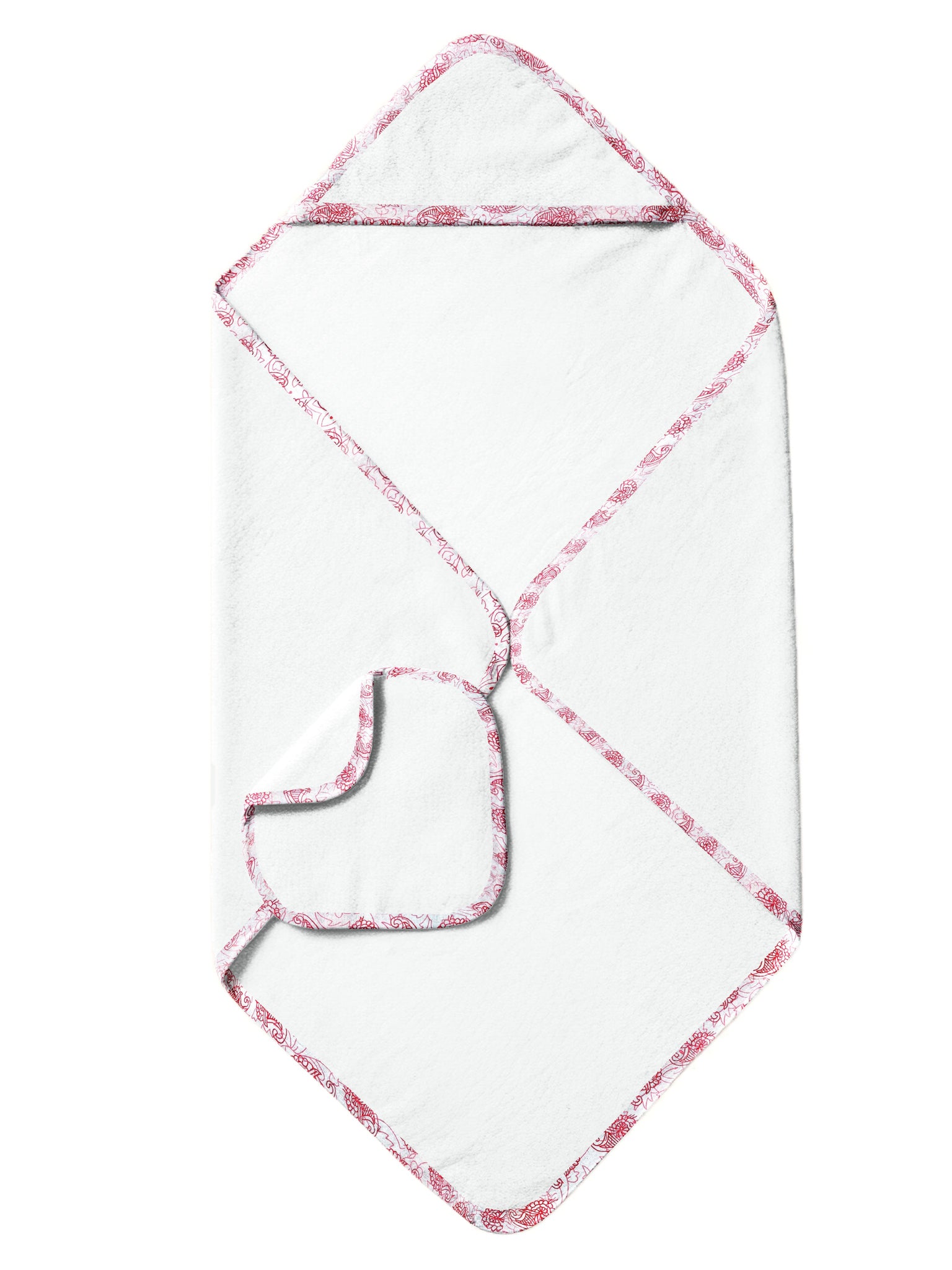 ‘Red Floral’ Organic Hooded Towel Set