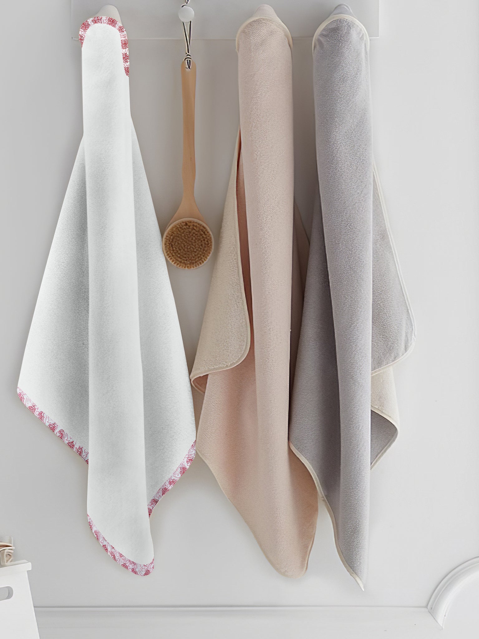 ‘Red Floral’ Organic Hooded Towel Set