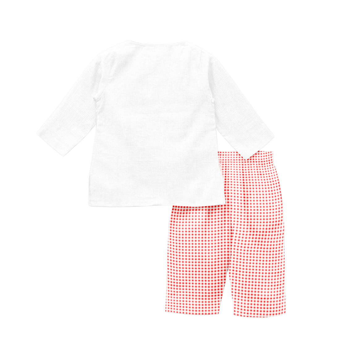 'Red and White Checkered' Organic Pajama Kurta Set